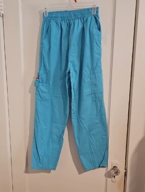 Light Blue Women's Scrub Pants with Elastic Waist Size Small
